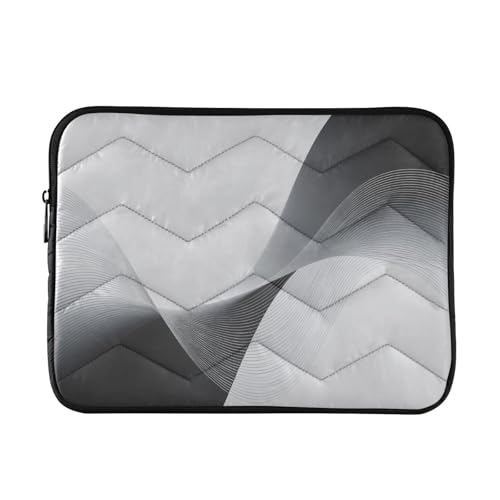 Black-White Wave Art 15-16 Inch Quilted Laptop Sleeve Case Soft Notebook Protector Bag Computer Carrying Case - color: Black-White Wave Art, size: Large