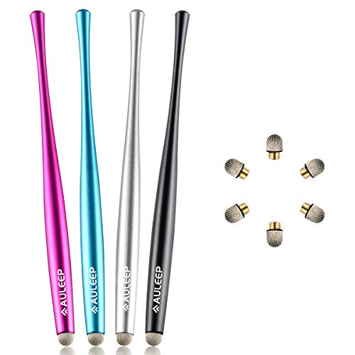 AULEEP Capacitive Stylus Pens for Touch Screen with 4 Pack 6 Nanofiber Tips Compatible for Phones, Tablets, iPads, Kindles (Silver Balck Rose Blue) - color: 4P-Black, Silver, Rose Red, Light Blue