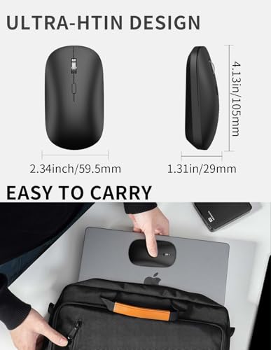 2.4G Silent Lightweight Portable Wireless Mouse Black | Optical 2400 DPI with USB receiver, quiet click, compatible with Laptop, PC, MacBook & Chromebook - color: M280-Black