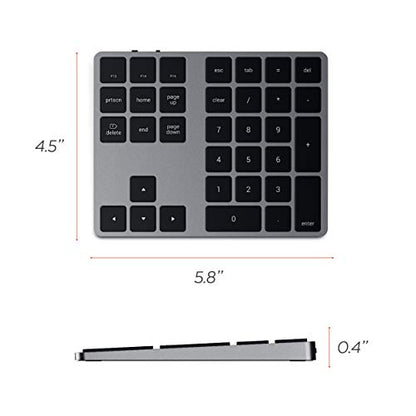 Satechi Bluetooth Extended Numeric Keypad (U.S. English Layout), Slim Rechargeable 34-Key Numberpad, for MacBook Air/Pro/Neo, iPad Air/Pro, iPad mini, Mac mini, iMac - Space Gray - color: Space Gray