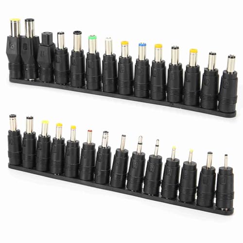 Universal Power Supply Plug DC 5.5x2.1mm Adapter Tips Connector Kit, 28pcs Power Converters for Laptop Notebook, Compatible for ThinkPad, Balance Bikes Scooters