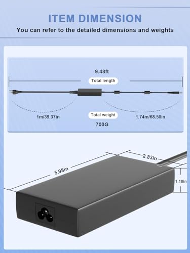 180W Charger Compatible with Dell G16 G15 G7 G5 G3 Series 7620 5510 5511 5515 5525 5521 7500 7588 Laptop Power Adapter with 7.4mm x 5.0mm tip Cable for Home Office and Travel