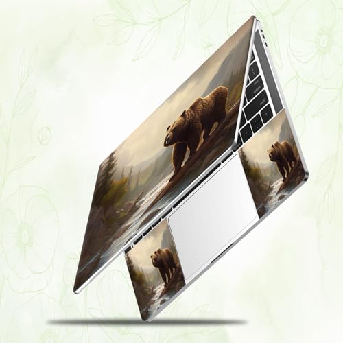 Laptop Skin Sticker Decal, Universal Reusable Vinyl Laptop Cover for 12" 13" 13.3" 14" 15" 15.4" 15.6" Notebook PC, Reusable Waterproof Scratch-Resistant with 2 Wrist Pads,Brown Bears in Forest - color: Brown Bears in Forest