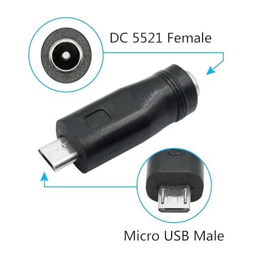 6Pcs DC 5.5mm x 2.1mm to USB Adapter, 5V DC 5521 Female to Type C & Micro & Mini USB Male Plug Convert Connector Power (Mixed) - style: DC to USB - 6Pcs(Mixed)