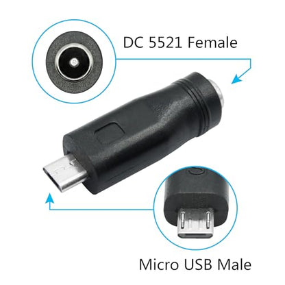6Pcs DC 5.5mm x 2.1mm to USB Adapter, 5V DC 5521 Female to Type C & Micro & Mini USB Male Plug Convert Connector Power (Mixed) - style: DC to USB - 6Pcs(Mixed)