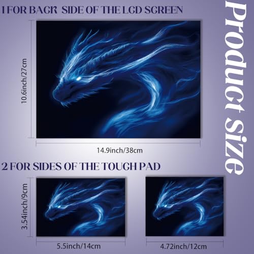 SUPERDANT Laptop Skin Sticker Blue Dragon Laptop Decals Personalized Universal Notebook Computer Wrap Vinyl Skin Stickers Cover Art Decal Removable 12-15.6 Inch Waterproof Scratch-Resistant Gifts
