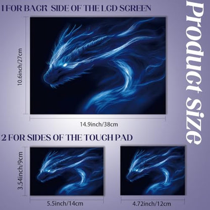SUPERDANT Laptop Skin Sticker Blue Dragon Laptop Decals Personalized Universal Notebook Computer Wrap Vinyl Skin Stickers Cover Art Decal Removable 12-15.6 Inch Waterproof Scratch-Resistant Gifts