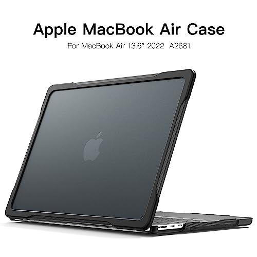 Batianda Ultimate Slim Case for MacBook Air 13.6 inch 2022-2026, Black | Fits M2/M3/M4/M5 Model, Lightweight Slim Design, Carbon Fiber Side Texture, Matte Translucent Rugged Hybrid Protective Shell - color: S-Black