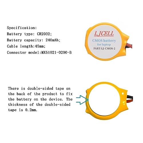 Cmos Battery Compatible with Intel Nuc 5PPYH for Ps2 and Ps3 for PlayStation 2 and PlayStation 3 Backup Bios Rtc Cr2032 Battery with 2 Wire Cable and Connector - size: 1-PACK, style: CMOS-CR2032-2