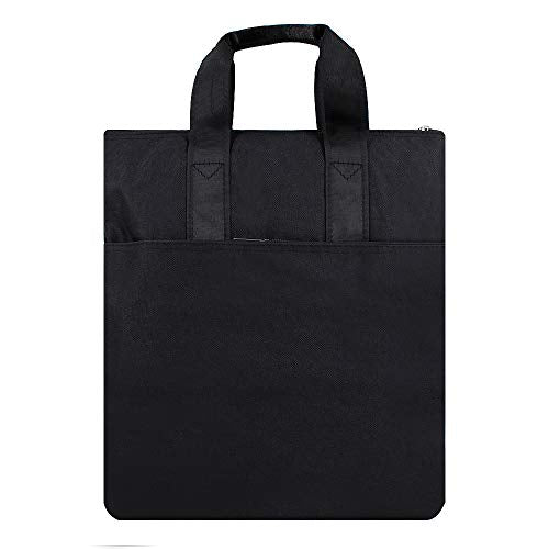 CLARA Vertical Portable Canvas Briefcase Waterproof Zipper Document Handbag File Organizer Tote Bag Black - color: B-black