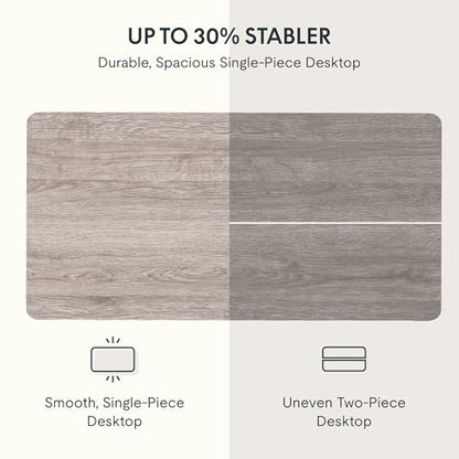 FLEXISPOT EN2 48"x24" Whole-Piece Standing Desk with Power Strip | Whole-Piece Desktop, Easy-Access Clamp Power Strip, Organized Cable Management, Modern Home Office Setup, Gray Wood Grain - color: Gray Wood Grain + White Frame, size: 48x24"
