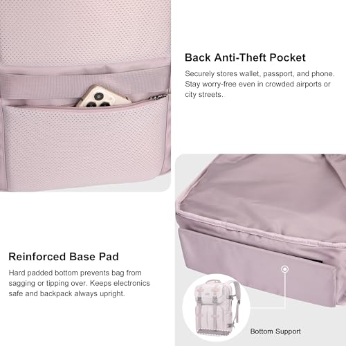 Travel Backpack Carry On Backpack for Airplanes, Travel Bag 35L | Large Convertible Travel Backpacks for Men, 16" Laptop Compartment, USB Port, Anti-Theft Pocket, Travel, Daily, Overnight - color: Ashen Purple-2