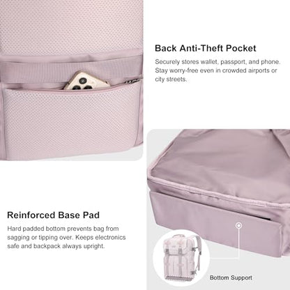 Travel Backpack Carry On Backpack for Airplanes, Travel Bag 35L | Large Convertible Travel Backpacks for Men, 16" Laptop Compartment, USB Port, Anti-Theft Pocket, Travel, Daily, Overnight - color: Ashen Purple-2