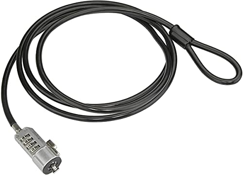6 ft. Vinyl Coated Steel Laptop Combination Lock Cable - Black