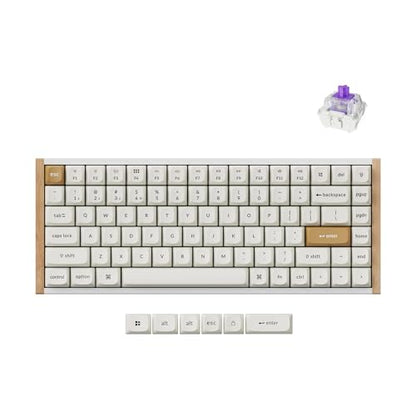 Keychron K2 HE Rapid Trigger Wireless Custom Keyboard with Hall Effect Gateron Double-Rail Magnetic Switch, 2.4 GHz QMK Bluetooth 5.2 RGB Compatible with Mac Windows Linux (Aluminum + Wood) - color: Gateron Double-Rail Magnetic Switch - White
