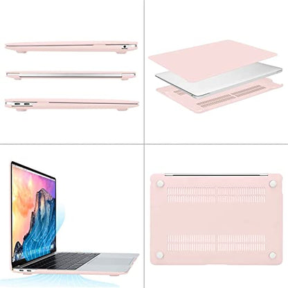 MOSISO Compatible with MacBook Air 13 inch Case M1 2021 2020 2019 2018 Release A2337 A2179 A1932 Touch ID, Plastic Hard Shell Cover&Keyboard Cover for MacBook Air 13.3 inch Case M1, Chalk Pink - color: Chalk Pink