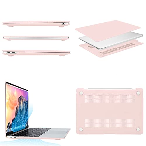 MOSISO Compatible with MacBook Air 13 inch Case M1 2021 2020 2019 2018 Release A2337 A2179 A1932 Touch ID, Plastic Hard Shell Cover&Keyboard Cover for MacBook Air 13.3 inch Case M1, Chalk Pink - color: Chalk Pink