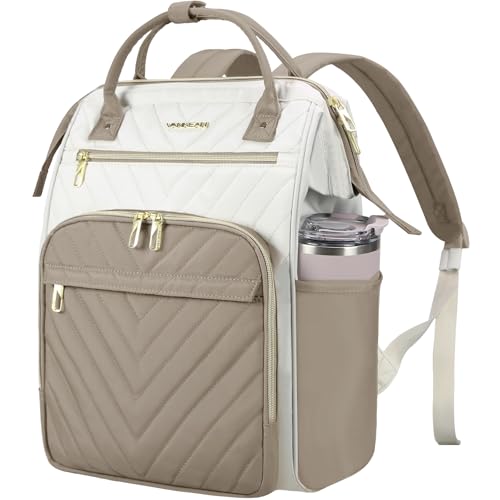 VANKEAN 18 Inch Laptop Backpack for Women Large Capacity Waterproof Daypack - color: Beige-khaki, size: 18 Inch