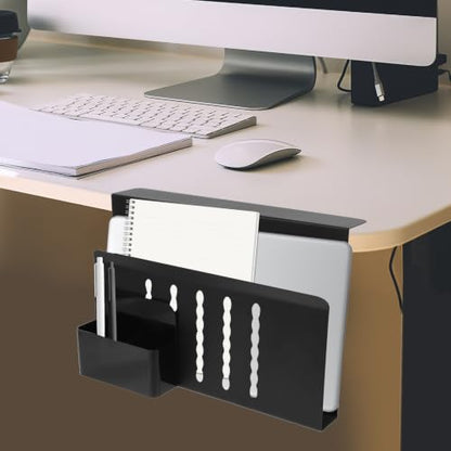 Lurrose Desk Laptop Mount Clamp with Non-Slip Pad, Carbon Steel Laptop Holder and Versatile Accessory for Living Room Table and Desk, Black Vertical Organizer