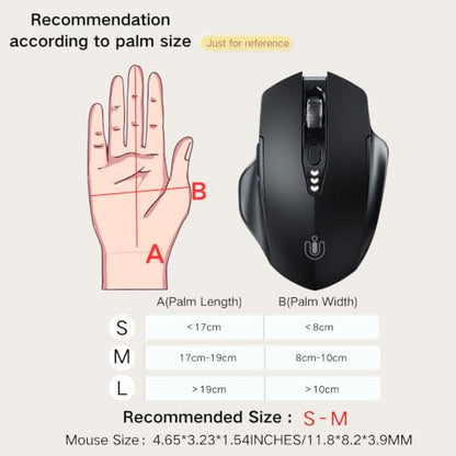 Uineer Wireless Mouse, 2.4GHz Rechargeable Computer Mouse, Battery Display | Stable 2.4GHz USB-A connection, rechargeable battery display and 4 adjustable DPI levels. - color: Matte Black