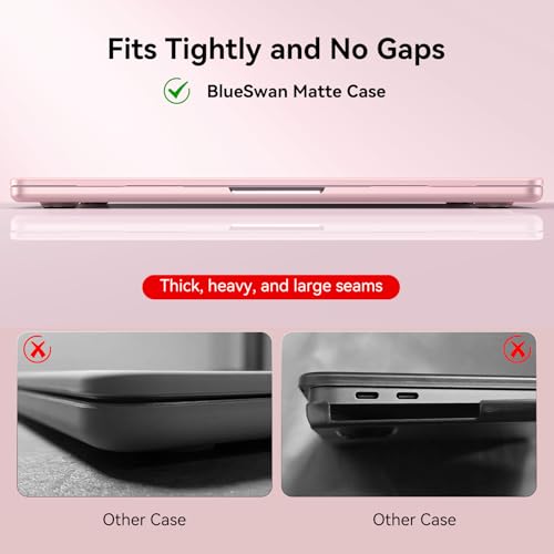 BlueSwan for MacBook Air 13 inch Case, M5 M4 M3 M2 2026-2022 Laptop Cover | 100% Match Official Color, Matte Grippy Texture, Scratch Resistant, Easy to Snap on, Air 13.6 Protective Hard Shell - color: Matte Pink
