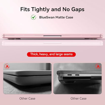 BlueSwan for MacBook Air 13 inch Case, M5 M4 M3 M2 2026-2022 Laptop Cover | 100% Match Official Color, Matte Grippy Texture, Scratch Resistant, Easy to Snap on, Air 13.6 Protective Hard Shell - color: Matte Pink
