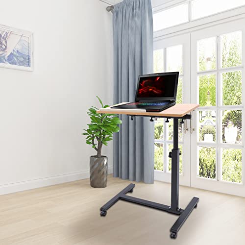 Mobile Computer Desk,Standing Laptop Stand,Adjustable Bedside Standing Height Ajustable Movable and Lockable Rolling Computer Desk for Place Your Computer,Laptop, Books