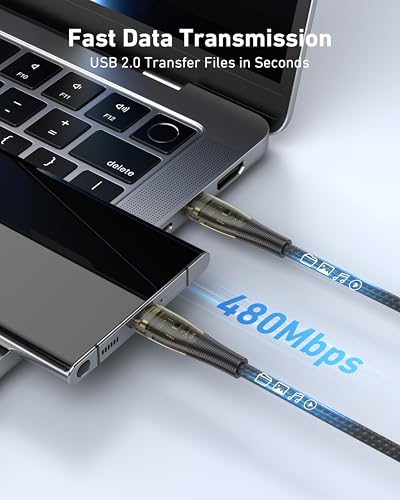 BENFEI 100W USB C to USB C Cable [3-Pack 3.3 Feet], Transparent Fast Charging Cable for iPhone 17/16/15 Pro Max/Plus, iPad, MacBook, Samsung Galaxy S25/S24/S23, Google Pixel