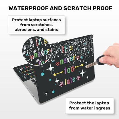 Laptop Skin Sticker Decal PVC Vinyl Sticker Notebook PC Protector Waterproof Scratch Resistant Laptop Skin for 12.1 13 13.3 13.6 14 15 15.3 16 Inch It's Never Too Late Inspirational Quote - color: Never too Late