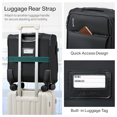 Hanke Underseat Carry On Luggage with Wheels, Spinner Small Suitcase, 16-Inch Rolling Under Seat Luggage, Softside Lightweight Carry On Bag for Airplane TSA Travel Personal Item, Black - color: Black, size: 16 Inch Underseat