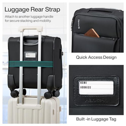 Hanke Underseat Carry On Luggage with Wheels, Spinner Small Suitcase, 16-Inch Rolling Under Seat Luggage, Softside Lightweight Carry On Bag for Airplane TSA Travel Personal Item, Black - color: Black, size: 16 Inch Underseat