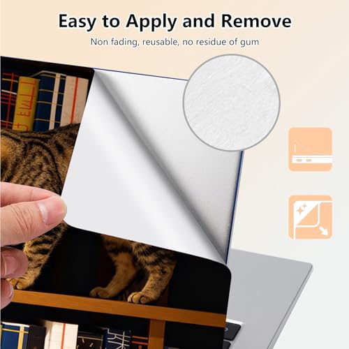 Laptop Skin Sticker Decal 15.6 Inch,12 13 13.3 14 15 15.6 in Laptop Netbook Skins for Notebook,Art Decal Removable Waterproof Scratch Resistant,Universal Vinyl Cover,Bookshelf Cute Cat - color: Bookshelf Cute Cat