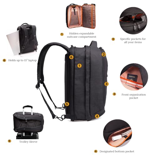 Knack Series 1 Laptop Backpack Fits up to 15 Inch - Knack Bags Carry-On Backpack, TSA Approved, Expandable Travel Backpacks With 3 Day Outfit Capacity (Stealth Black, Medium) - color: Black, size: Medium