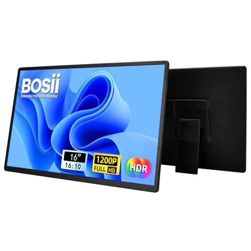 BOSII Portable Monitor for Laptops - Dual 16" IPS FHD 1200P Extended Dual Monitor for Laptop Compatible with Windows Mac Travel Work - size: 16"