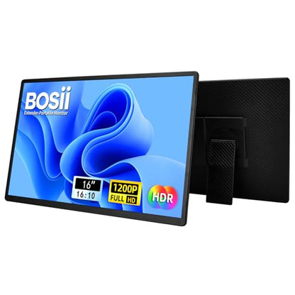 BOSII Portable Monitor for Laptops - Dual 16" IPS FHD 1200P Extended Dual Monitor for Laptop Compatible with Windows Mac Travel Work - size: 16"