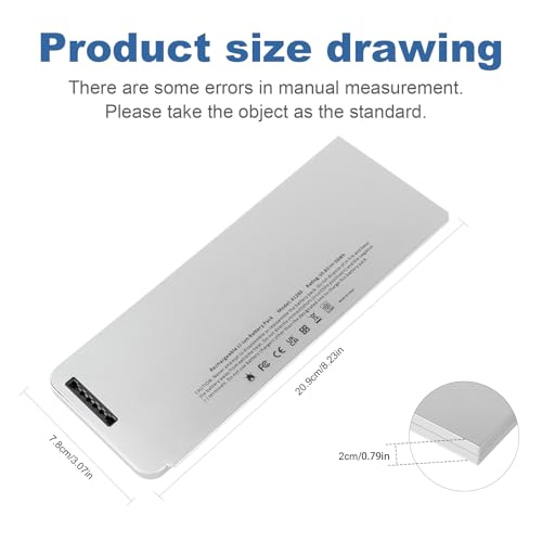 Fancy Buying 56Wh A1280 Laptop Battery for Apple A1280 A1278 (2008 Version) MacBook 13-Inch Series, Compabiel for MB771G/A MB467LL/A MB466LL/A - size: 8.23*3.07*0.79inch A1280