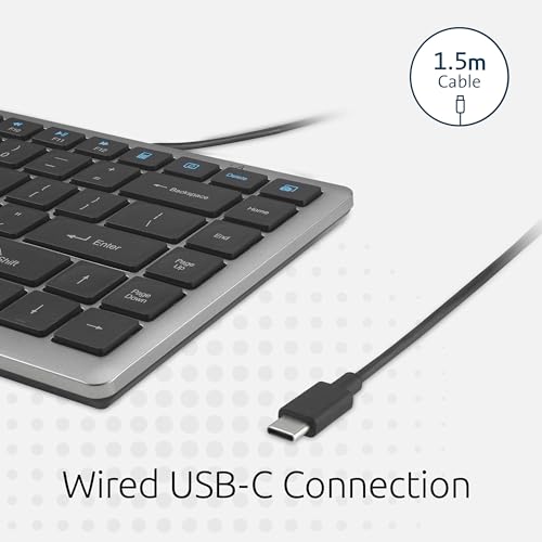 Kensington KB415 USB-C Wired Compact Keyboard, Quiet Scissor-Switch Keys, Programmable, Copilot Hotkey, Compatible with Windows, Black (K75411NA) - size: Compact Size, style: Wired