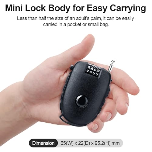 JAGASOL Motorcycle Helmet Lock, 4 Digit Combination 27.5 Inch Retractable Cable Lock for Snowboard, Bike Luggage Backpack Scooter Suitcase Ski, Small Multi-Function Secure Lock for Travel, Black - color: Black