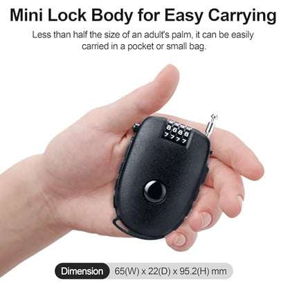 JAGASOL Motorcycle Helmet Lock, 4 Digit Combination 27.5 Inch Retractable Cable Lock for Snowboard, Bike Luggage Backpack Scooter Suitcase Ski, Small Multi-Function Secure Lock for Travel, Black - color: Black