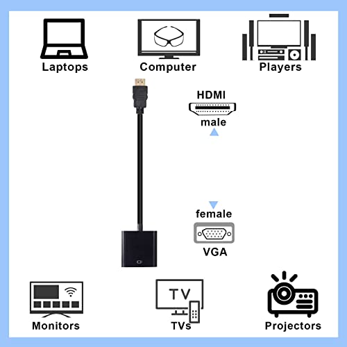 Yunsailing Digital Av to Vga Adapter Converter Bulk Gold Plated Black Video Cable Adapter Compatible with Raspberry Pi Computer Desktop Laptop Monitor HDTV Projector(10 Pack)