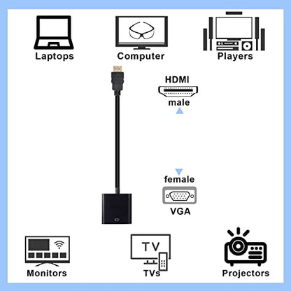 Yunsailing Digital Av to Vga Adapter Converter Bulk Gold Plated Black Video Cable Adapter Compatible with Raspberry Pi Computer Desktop Laptop Monitor HDTV Projector(10 Pack)