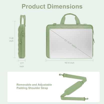 MOSISO 360 Protective Laptop Shoulder Bag, Double Layer Fluffy Padded Laptop Bag with Anti-theft Zipper - color: Antique Green, size: 13.3 inch