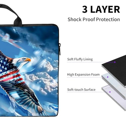 Laptop Bag,14 15 15.6 inch Laptop Case Sleeve,Computer Sleeve with Handle for Women Men,Carrying Case for MacBook,Dell,Lenovo,Notebook Computer,Eagle American Flag - color: Eagle American Flag