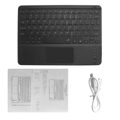 Bluetooth Keyboard with Touchpad,Ultra Silm 7 Colors Backlit Wireless Keyboard Rechargeable Portable Keypad with Trackpad for iPad iOS Android Windows Tablets PC Smartphone Universal(Black)