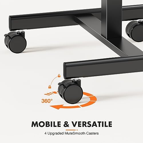 Sweetcrispy Mobile Rolling Desk, Small Standing Desk with Wheels | Adjustable Height Sit Stand Table, Portable Computer Workstations for Home Office, Brown - color: Brown