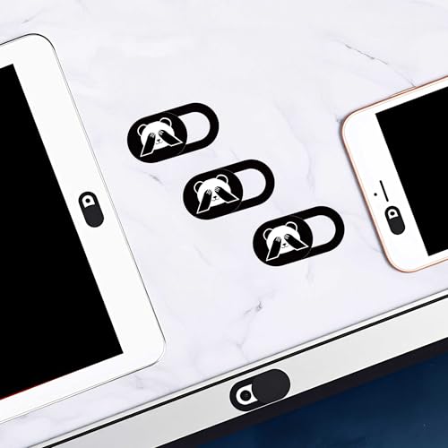 3pcs Plastic Camera Cover Webcam Cover Shy Panda Shutter Slider for PC Laptops Phone Lens Sticker for Privacy Protection. Ideal Gift for Christmas, Birthday, Anniversary Day