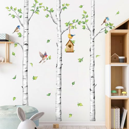 Large Birch Tree Wall Decals White Realistic Tree Stickers | Birch Tree Vinyl Wall Art Sticker Peel and Stick Decal for Aisle Bedroom Office Sofa TV Backdrop Wall Home Decor (H: 67.3 In) - style: H67.3" White