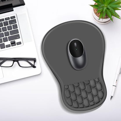 YIWEI Ergonomic Mouse Pad with Wrist Rest for Carpal Tunnel Pain Relief | Memory Foam Wrist Support,Non-Slip Rubber Base, Keyboard Computer Mousepad,Lycra Cloth Surface,Gaming Home Office - color: Dark Gray