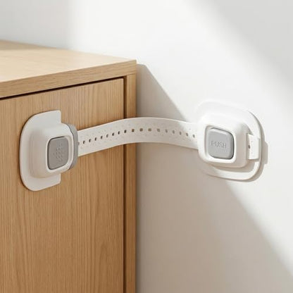 No Drill Furniture Anchor for Baby Proofing, Adjustable Straps, 4 Packs | Dual-Detach Design Large 3M Adhesive Pads Damage-Free Installation 7" Adjustable Strap Fits Dressers, Bookcases & Cabinets - size: 4 Pack