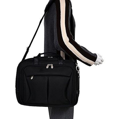 McKlein R Series, Pearson, 17" Nylon Expandable Double Compartment Laptop Briefcase, Black (74565)